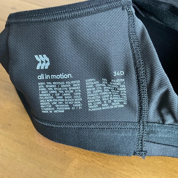 Target Black Sports Bra with Adjustable Straps - Picture 3 of 3